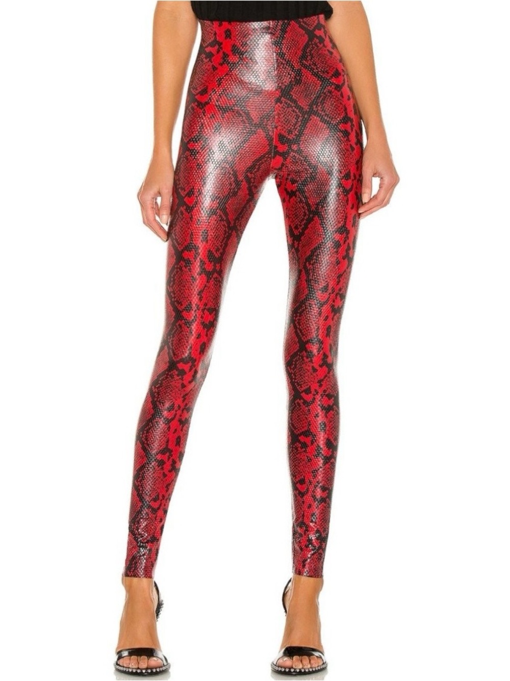 NWOT Commando Red Snake-Print High-Waist Leggings, S animal print faux leather